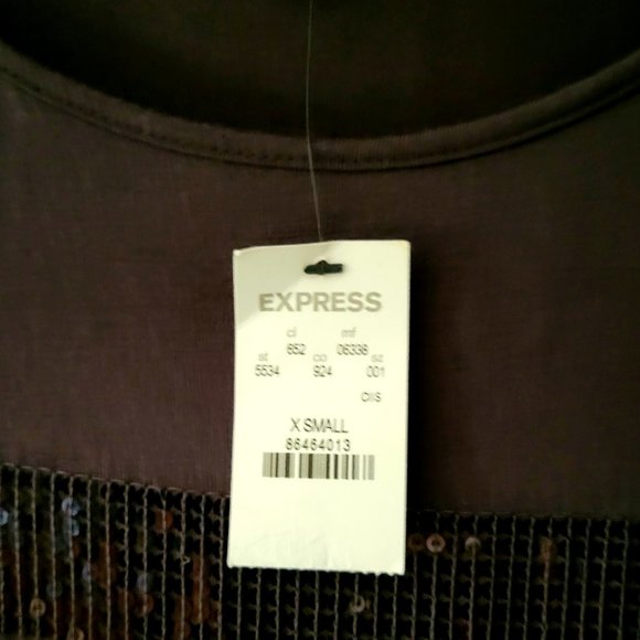 Express Gray and Sequin Striped Dress - Picture 3 of 4